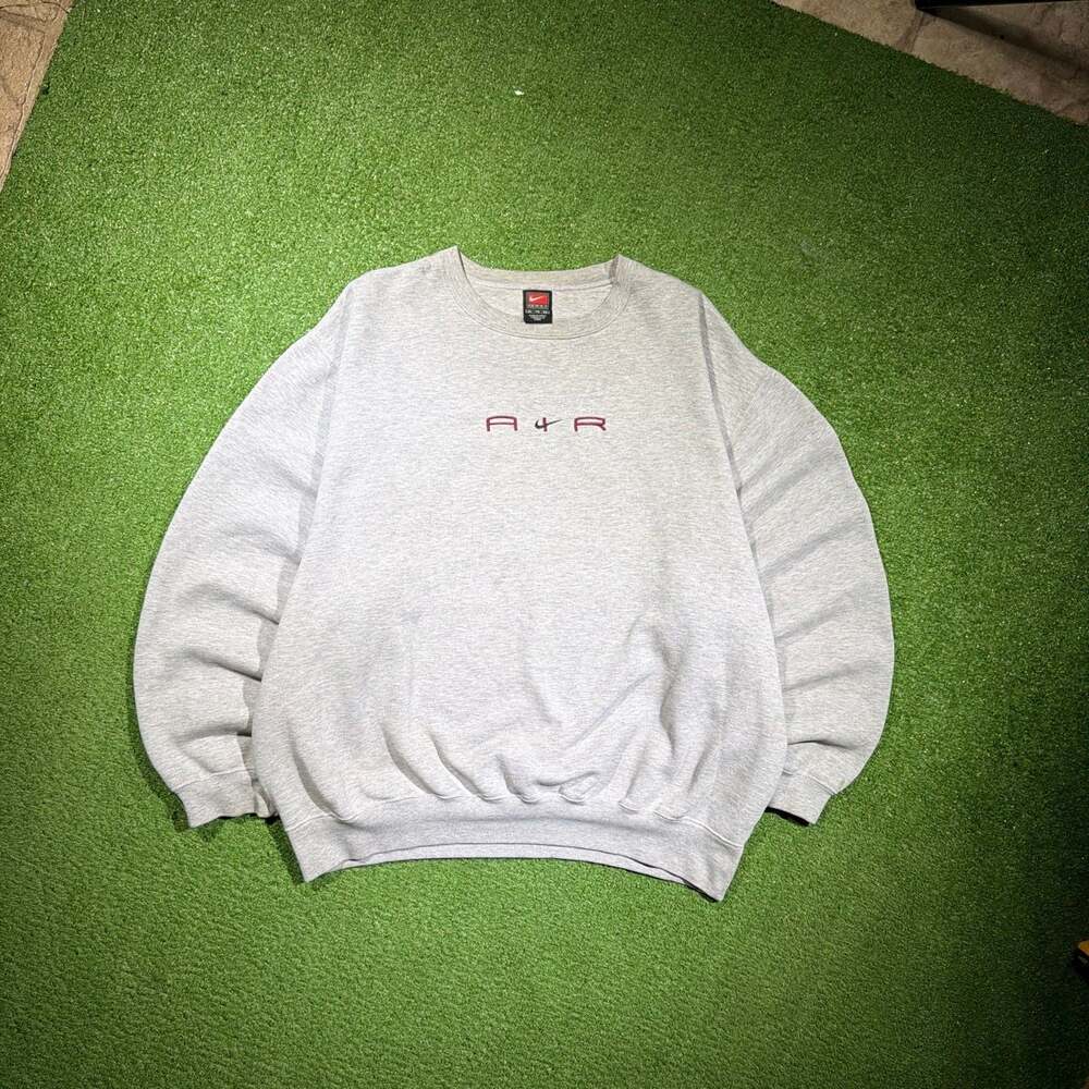 Vintage 90s Nike Team Air Embroidered Grey Crewneck Sweatshirt